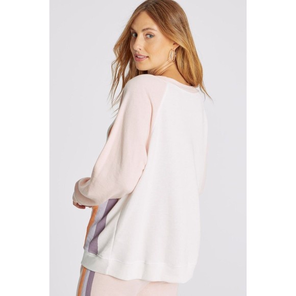 Wildfox Womens Sweater S Knit Grapefruit Stripes Pullover Raglan Sweatshirt Top - Picture 4 of 6